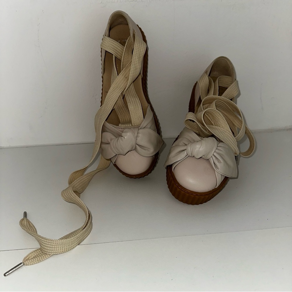 NWOT Fenty Chic Cream Platform Lace-Up Shoes - Picture 11 of 16